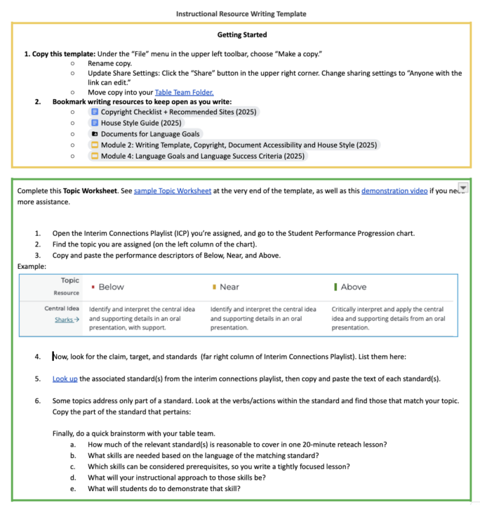 link to instructional resource writing template